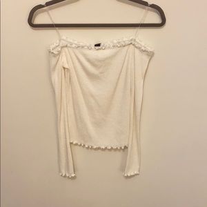 Long sleeve cropped off the shoulder top